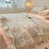 Triogift Summer Quilt   2024 New  Cotton Korean Ins Lace Fragmented Series  Air Condition Quilt High Quality Summer Blanket set