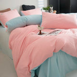 Triogift Reversible 1Duvet Cover+Bed Sheet+2Pcs Pillowcase Twin Full Queen 4Pcs Comfortable Soft Comforter cover