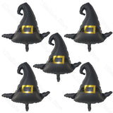 Triogift 1/2/5Pcs Witch Hat Foil Balloons Aluminum Helium Large Halloween Black Witch Hat Balloons for Birthday Halloween Decoration 2024