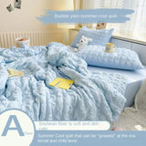 Triogift  Summer Quilt Cool Comforter Quilt Seersucker  Soft Household Machine Washable Suitable Cool and Refreshing이불  Blanket