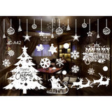 Triogift Christmas Snowflakes Electrostatic Window Clings Stickers Reindeer Santa Claus Window Decals Xmas Home Decorations New Year