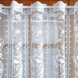 Triogift  1PC White Lace Peacock Jacquard Sheer Curtain for Small Window Voile Drape Kitchen Home Decoration Cafe #E