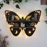 Triogift  Butterfly Hand Moth Wood Wall Shelf Crystal Holder Essential Oil Storage Rack Wall Home Decor Organizer Shelves Wall Shelf