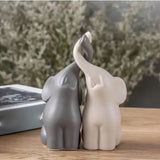 Triogift Ceramic Elephant Figurines for Living Room Creative Miniatures Animal Ornaments Crafts and Furnishings 2PCs