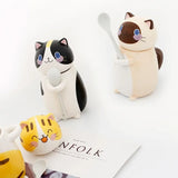 Triogift  -  1pc Cute Cat Ceramics Coffee Mug with Spoon Novelty Gift Drinkware Milk Tea Couple Cup Kitchenware Birthday Gift Home Decoration