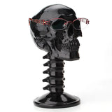 Triogift  Resin Back Skull Decoration Helmet Glasses Bracket Black Skull with Spine Table Decoration Figurines & Miniatures Crafts