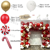 Triogift Christmas Balloon Set Candy Cane Aluminum Red Green Christmas Tree New Year Party Balloon Chain Arch Decoration Supplies Gifts