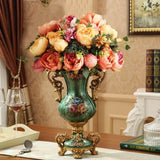 Triogift 30CM European Resin Vase Stereoscopic Dried Fowers Arrangement Wobble Plate Living Room Entrance Ornaments Home Decorations