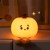 Triogift Halloween Pumpkin Night Lights Cute Soft Silicone Safe Lamp Decorations Timing Dimmable Bedside Decor Kids Baby Halloween Gifts