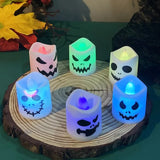 Triogift 6pcs Halloween Led Ghost Pumpkin Candle Light Glowing Lamp Halloween Party Home Bar Decoration Haunted House Horror Props