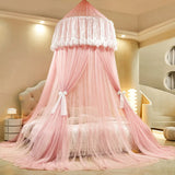 Triogift Hung Dome Mosquito Net for Baby Children Princess Style Round Top Double Layer Yarn Suspended Ceiling