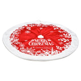 Triogift  Christmas Tree Skirt 122cm Red Faux Fur Christmas Tree Skirts with White Snowflakes Merry Christmas Sign Xmas Tree Decor