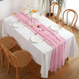 Triogift  10PCS French Chiffon Table Runner Simple Solid Color Table Path Wedding Banquet Party Home Decoration Polyester Semitransparent