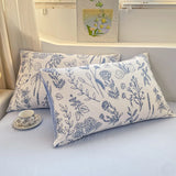 Triogift  Korean Style Seersucker  Washed cotton Bedding Set  Girls Twin Queen Size Duvet Cover   Bed Linens Kids Fashion