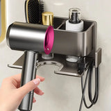 Triogift  Bathroom Hair Dryer Holder Wall-mounted Hair Dryer Stand Hairdryer Organizer Box Toilet Blower Holder Shelf Bathroom Accessories