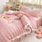 Triogift Korean Style Princess Summer Quilt Cool Chiffon Seersucker Air-conditioned Quilt Bed sheet Summer Blanket Comforter Duvet