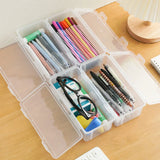 Triogift Plastic Pencil Box Translucent Pencil Case Large Capacity Pencil Boxes Portable Storage Organizer Box Student Office Supplies