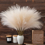 Triogift  49CM 1PC Fluffy Pampas Grass Boho Decor Flower Fake Plant Reed Simulated Wedding Party Christmas Home Decor Artificial Flower