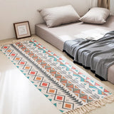 Triogift  Bohemian style cotton linen soft carpet handmade tassel carpet living room bedside mat