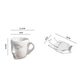 Triogift  -  260ml Ceramic Face Coffee Cup Dish with Spoon European Character Mug Decor Afternoon Camellia Tea Coffee Cup Breakfast Milk Mug