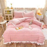 Triogift Korean Style Princess Summer Quilt Cool Chiffon Seersucker Air-conditioned Quilt Bed sheet Summer Blanket Comforter Duvet