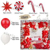 Triogift Christmas Balloon Set Candy Cane Aluminum Red Green Christmas Tree New Year Party Balloon Chain Arch Decoration Supplies Gifts