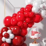 Triogift Double Red Balloons Garland Red White Latex Balloon Arch Kit Valentine's Day Decor Wedding Anniversary Bride Shower Decoration