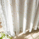 Triogift  1PC Little Daisy Ruffle Short Curtains for Small Window White Drape Cabinet Kitchen Study Rod Special Blinds #E