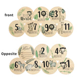 Triogift Jungle Animals Theme Wooden Baby Monthly Milestone Photo Cards Photography Props Baby And Pregnancy Growth Announcement Cards