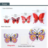 Triogift  12pcs/set 3D Double-layer Butterfly Wall Stickers with Magnet PVC Butterflies Refrigerator Stickers Home Wedding Christmas Decor