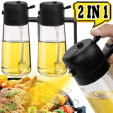 Triogift  2in1 Oil Spray Bottle Home Camping BBQ Vinegar Sauce Sprayer Bottle Kitchen Cooking Oil Dispenser Air Fryer Sprayer Gadgets