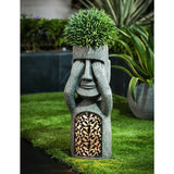 Triogift See Hear Speak No Evil Garden Easter Island Statues Creative Resin Sculpture Outdoor Decoration Home Vase Statue Decor Figurine