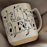 Triogift  450ML Creative Hand-painted Ceramic Mug Vintage Cartoon Animal Kitten Milk Coffee Cup Kawaii Cat Nordic Kitchen Coffee Mugs Gift