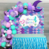 Triogift Macaron Purple Green Blue Latex Balloons Mermaid Arche Ballon Anniversaire Happy Birthday Globos Party Decoration Girl Arch Kit