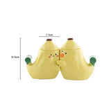 Triogift 2pc Couple Banana Cup Yellow Cute Funny Ceramic Mug with Lid Breakfast Coffee Mug for Girlfriend Birthday Gift Tea Water Cup