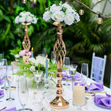 Triogift  Gold/Silver Wedding Candle Holders Decor Table Centerpiece Pillar Flower Vase Rack Stand Road Lead Floral Bouquet Party Supplies