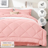 Triogift  Full Bed in a Bag 8 Pieces Comforter Set, Pink All Season Bed Set, Full Bedding Sets