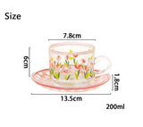 Triogift  -  1 Set Creative Coffee Cup Plate Set Korean Cups Hand-Painted Plant Flower Coffee Mug Home Kitchen Drinkware Espresso Cups Gifts