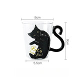 Triogift  -  Cute Cat Heat Resistant Glass Cup for Home, Breakfast Milk Cup, Cartoon Casual Coffee Cup, Japanese Style, Ins