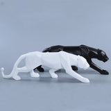 Triogift Panther Statue Animal Figurine Abstract Geometric Style Resin Leopard Sculpture Home Office Desktop Decoration Crafts