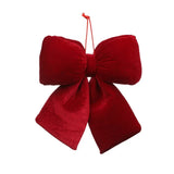 Triogift Christmas Bow Decoration Velvet Red Bow Knot Baubles Hanging Ornaments DIY Xmas Trees Pendant For Holiday Home Party Decorations