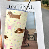 Triogift  -  Cute Puppy Sainless Steel Thermos Bottle Tumbler For Water Coffee Tea Kawaii Korean Thermal Flask Vaccum Cup With Straw 550ml