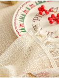 Triogift Christmas Tablecloth Jingle Bell Embroidery Lace Living Room Kitchen Rectangular Non-slip Hollow Out Xmas Decoration Cover Cloth