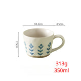 Triogift  -  1pc Ceramic Coffee Mug Flower Pattern Mug Coffee Cups Modern Porcelain Work Office Mug Milk Tea Cup for Home Office Drinkware