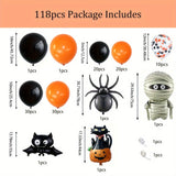 Triogift 118PCS Halloween Balloon Garland Set with Pumpkin Foil Balloons for Scary Party Decorations, Birthdays, Anniversaries, Etc