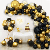 Triogift Black Gold Balloon Arch Garland Kit Confetti Balloons Birthday Party Decorations Adults Wedding Anniversary Balloon Baby Shower