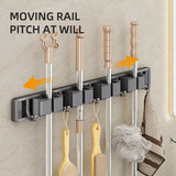 Triogift  Mop Broom Holder Hooks Bathroom Tools Storage Rack Duty Practical Clip Hook Organizers Space-saving Hanger Slots Mops Holder