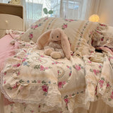 Triogift Summer Quilt   2024 New  Cotton Korean Ins Lace Fragmented Series  Air Condition Quilt High Quality Summer Blanket set