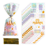 Triogift  50pcs Ramadan Kareem Gift Bags Eid Mubarak Plastic Candy Cookie Bag   Islamic Muslim Party Decor Eid Al-fitr Ramadan gifts