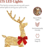 Triogift 4ft 3-Piece 2D Lighted Christmas Deer Family Set, Large Outdoor Yard Reindeer Holiday Decoration with 175 LED Lights